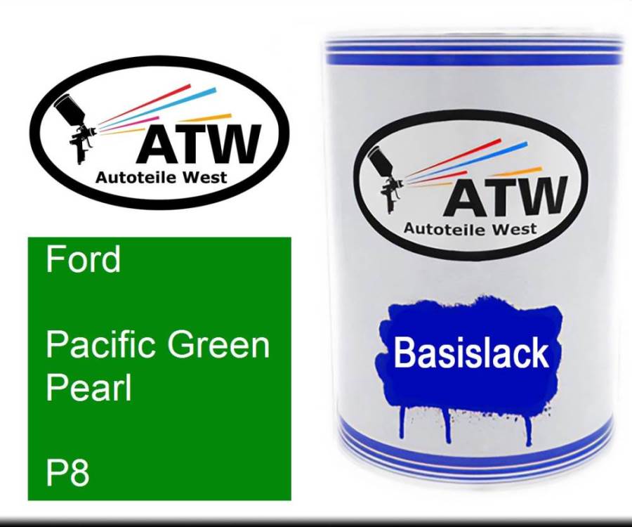 Ford, Pacific Green Pearl, P8: 500ml Lackdose, von ATW Autoteile West.